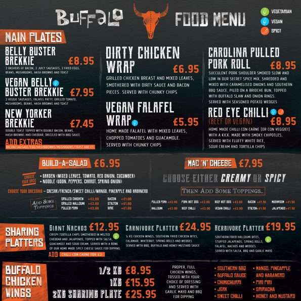 Buffalo Menu side A